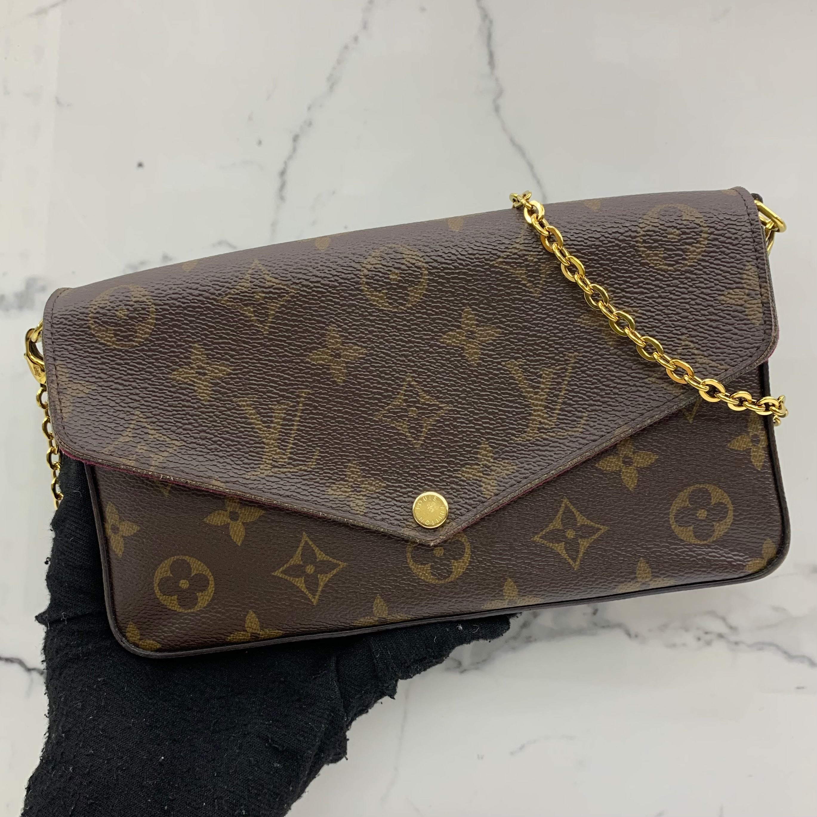 M81896 BEIGE/BROWN LEATHER MONOGRAM FÉLICIE POCHETTE